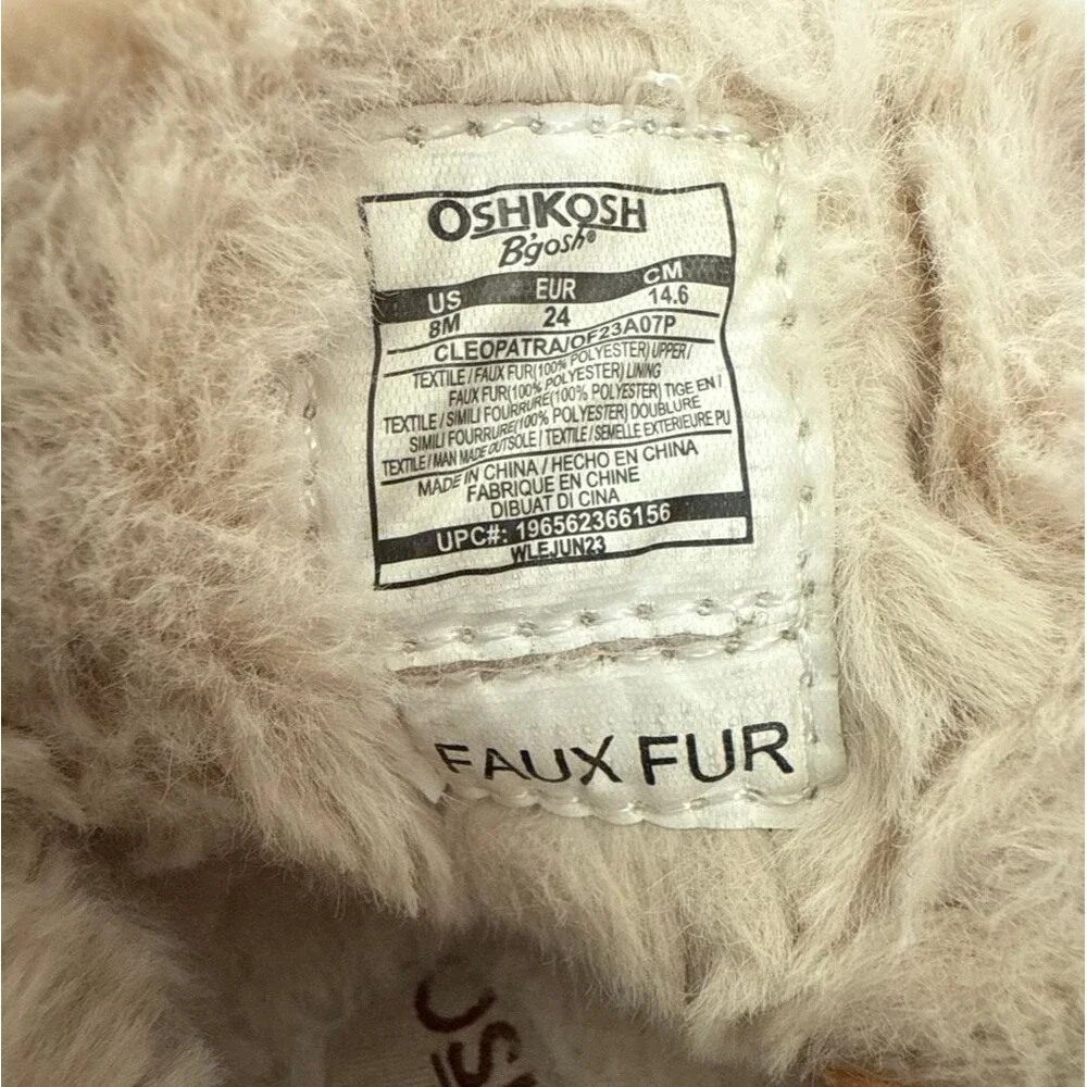 OshKosh B'gosh Cleopatra Tan Faux Fur Toddler Boots Size 8